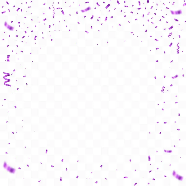 Confiti púrpura aislado sobre fondo transparente. Concepto de cumpleaños del vector . — Vector de stock