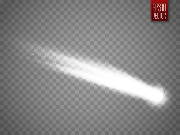 Cometa vectorial con gran polvo. Estrella Caída. Efecto de luz brillante . — Archivo Imágenes Vectoriales