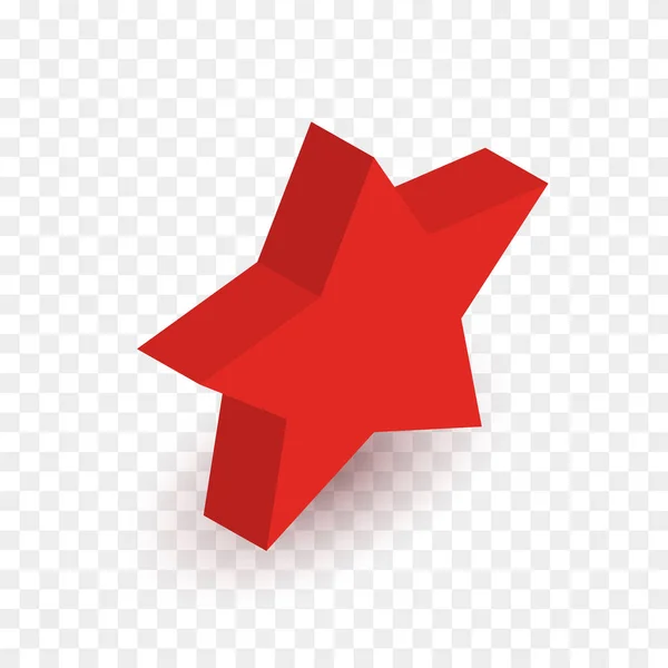 Vector isometric red star isolated on checkered background.