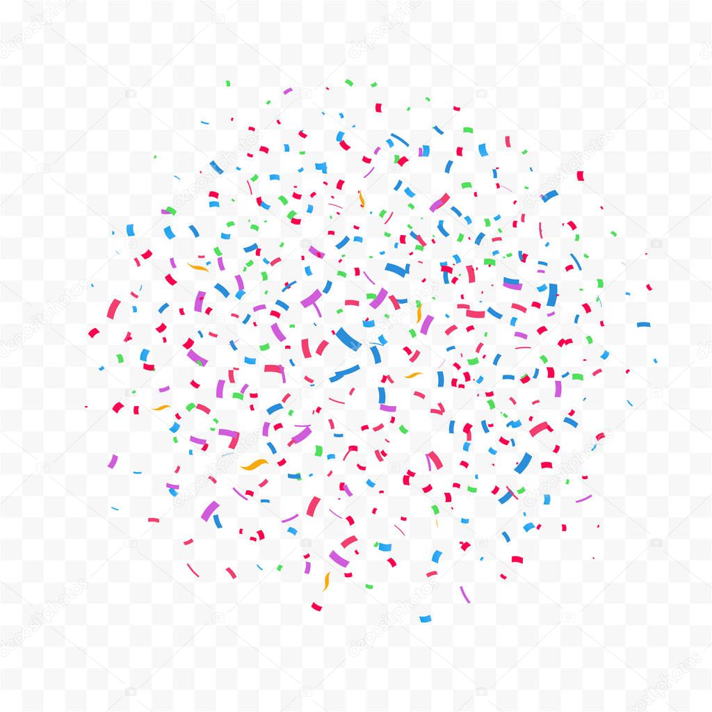 Colorful bright confetti isolated on transparent background. Vector illustration