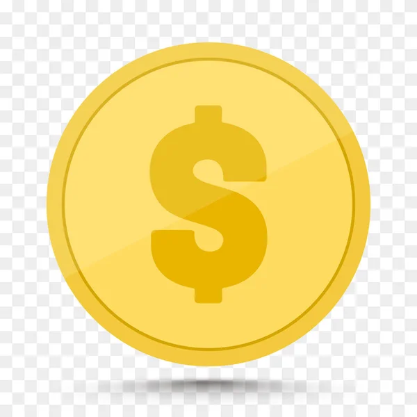 Dinheiro moeda dourada isolada em fundo transparente . — Vetor de Stock
