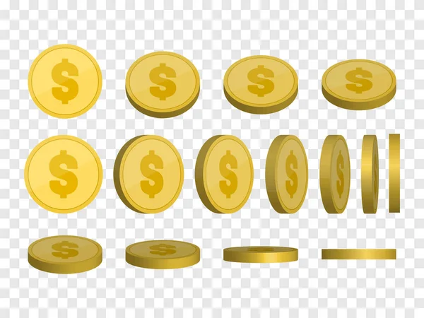 Modello di monete d'oro. Soldi isolati. Vettore — Vettoriale Stock