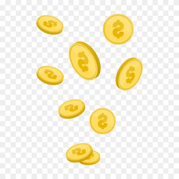 黄金のコインの飛行のベクトル図です。お金のイラスト分離された背景. — ストックベクタ
