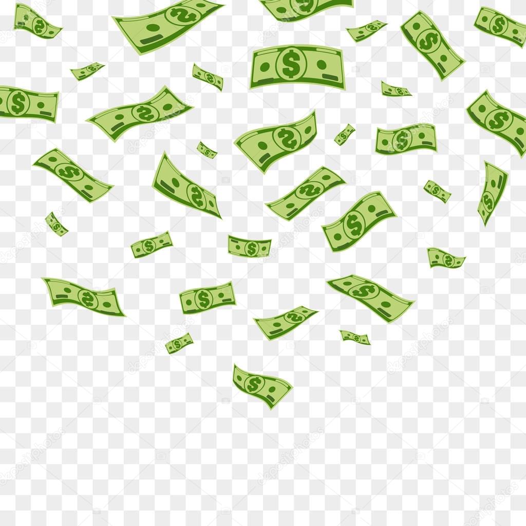 Falling dollar banknotes. Vector money confetti isolated — Stock Vector