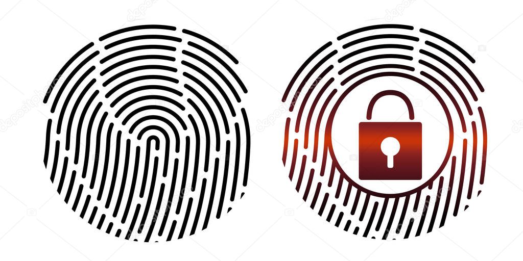 Fingerprint. Vector illustration. Security system. Digital lock