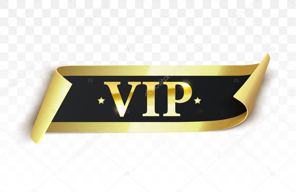 Vip label. Vector black banner