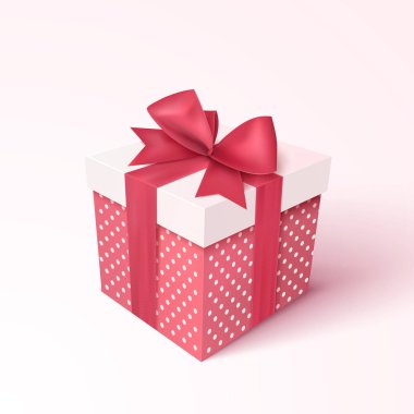 Kırmızı kurdeleli hediye kutusu ve yay.