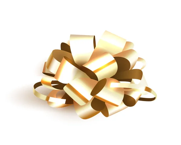 Fiocco d'oro isolato, decorazione natalizia — Vettoriale Stock