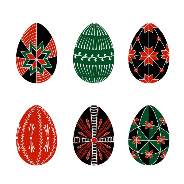 Uova di Pasqua decorate con ornamenti etnici — Vettoriale Stock