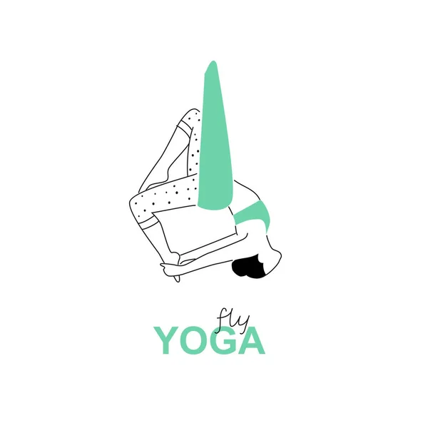 Szablon logo Joga antenowe, mucha. Anty-grawitacji yoga minimalistyczny wizytówki. Ilustracja wektorowa — Wektor stockowy