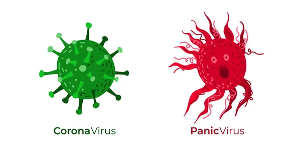 Vírus da Corona em conjunto com o Vírus do Pânico causado pela pandemia de covid19 — Vetor de Stock