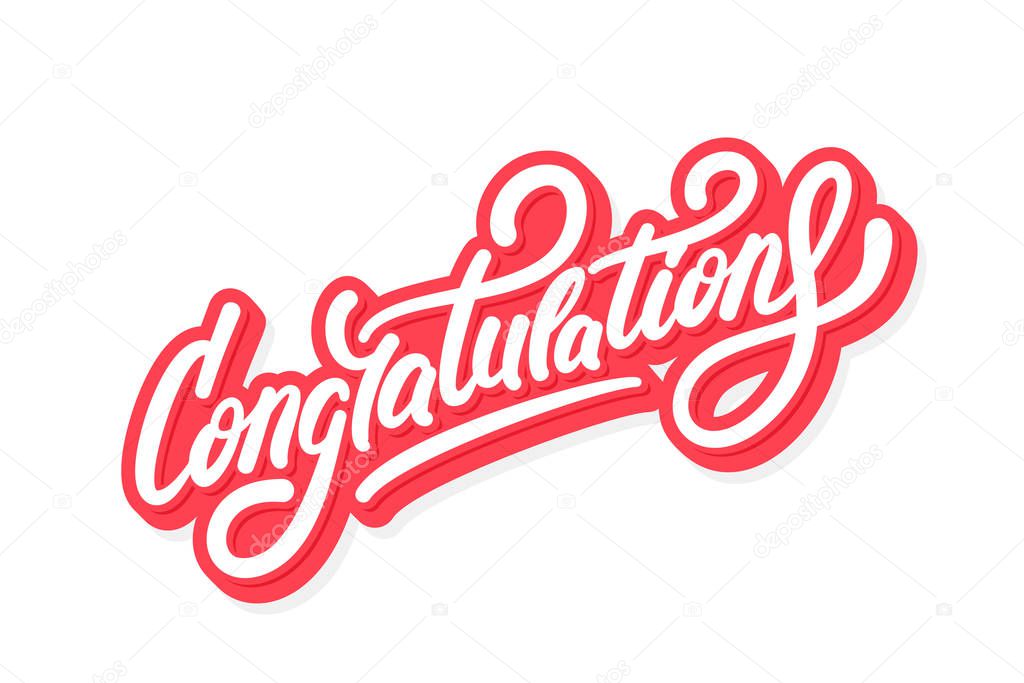 Congratulations. Greeting card. Vector lettering.