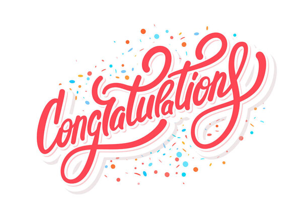 Congratulations. Greeting card. Vector lettering.