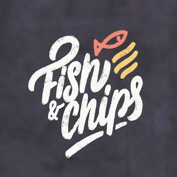 Fish and chips. Vector chalkboard lettering. — Stock Vector
