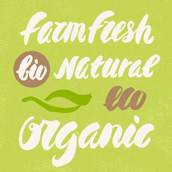Orgânico, natural, bio e fazenda fresca. Conjunto de rótulos para alimentos biológicos e naturais . —  Vetores de Stock