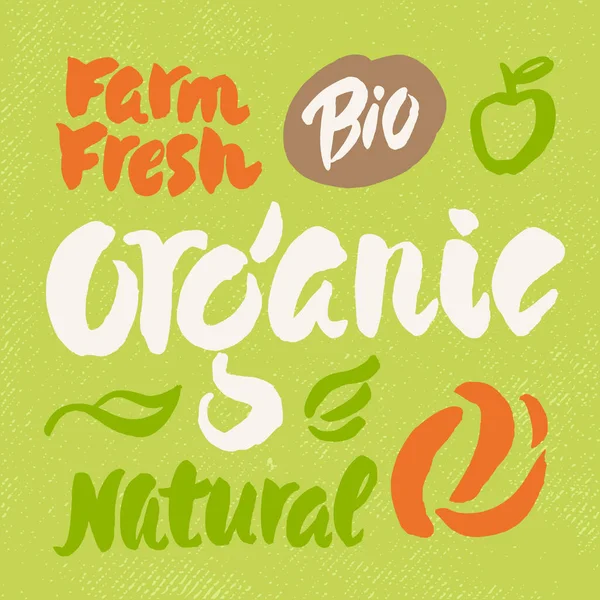 Bio, naturel, bio et frais à la ferme. Ensemble d'étiquettes pour les aliments biologiques et naturels . — Image vectorielle