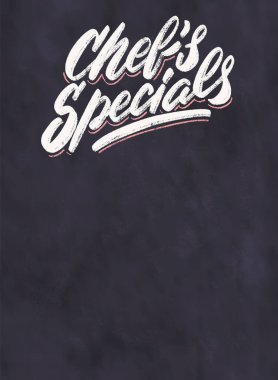Şefin spesiyalleri. Tebeşir tahtası menüsü.