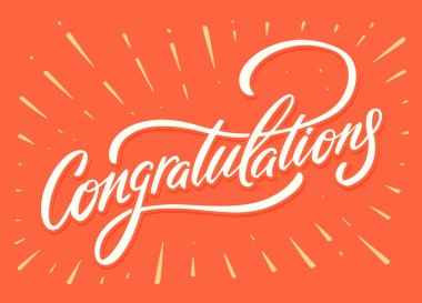 Kutlarım. Tebrik kartı. Vektör harfleri.