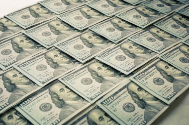 100 Doları çok yakın çekim arka plan faturaları