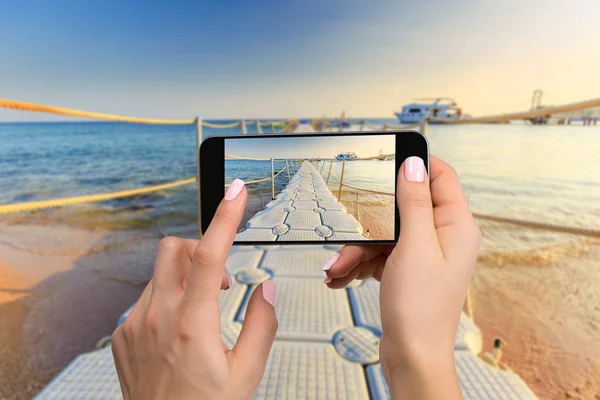 Handy-Fotografie von einem Strand Weitblick horizontal — Stockfoto