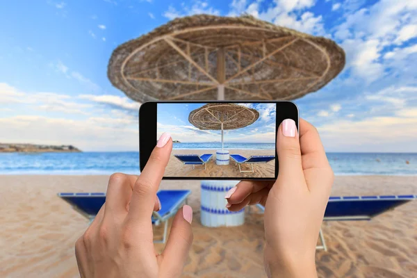 Handy-Fotografie von einem Strand Weitblick horizontal — Stockfoto