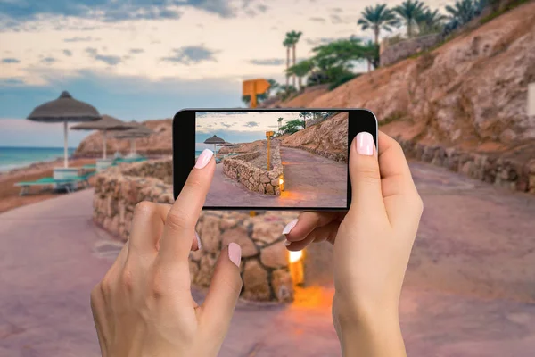 Handy-Fotografie von einem Strand Weitblick horizontal — Stockfoto