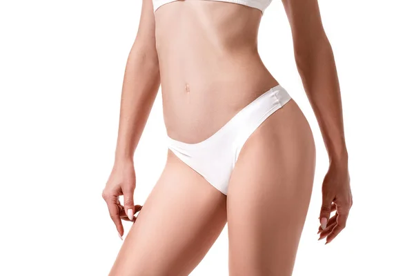 Tökéletes női test elszigetelt fehér background — Stock Fotó