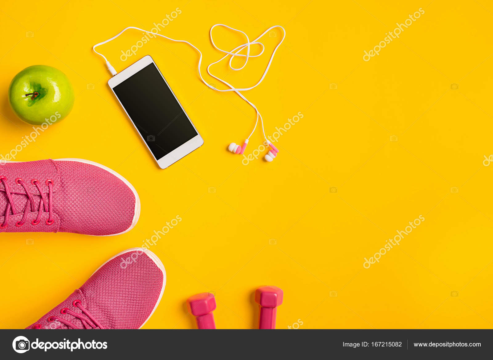 Vista superior, deitado plano. Mockup. Esportes e fitness fundo . — Foto ©  nazarov.dnepr@gmail.com #167215082, image size:1600x1167