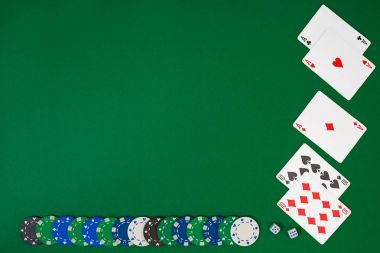 Banner şablon düzeni mockup online casino için. Yeşil tablo, çalışma alanı üzerinde Üstten Görünüm.