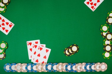 Banner şablon düzeni mockup online casino için. Yeşil tablo, çalışma alanı üzerinde Üstten Görünüm.