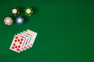 Banner şablon düzeni mockup online casino için. Yeşil tablo, çalışma alanı üzerinde Üstten Görünüm.
