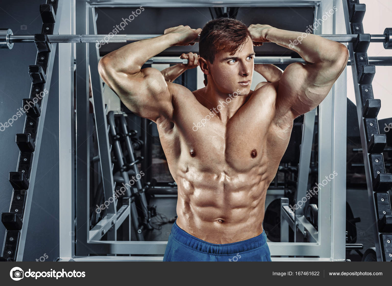 Muscular Male Torso Fitness Model Bodybuilder Stock Photo 