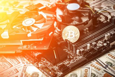 Bitcoin'ın dolar ile ekran kartı üzerinde yer almaktadır. Exchange bitcoin nakit için bir dolar. Güneş parlaması