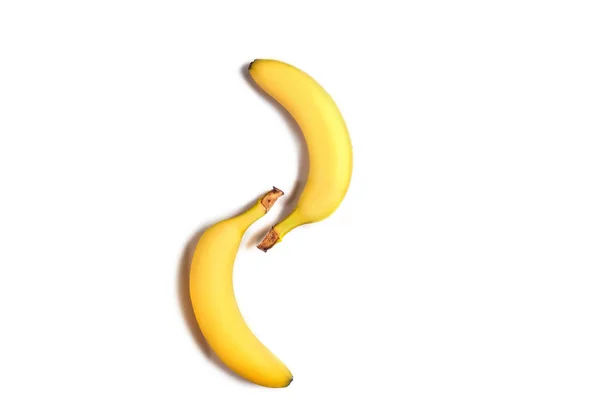 Ripe yellow bananas on a white background — Stock Photo, Image
