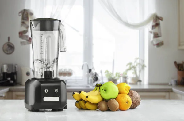 Blender, fruits and kitchen space — Stock Photo, Image