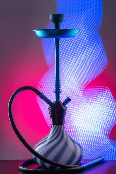 Blue eastern hookah on colorful background — Stock Photo, Image