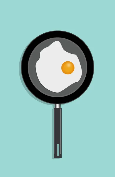 Fundo engraçado de ovos mexidos e frigideira — Fotografia de Stock