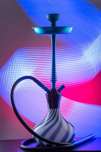 Blue eastern hookah on colorful background — Stock Photo, Image