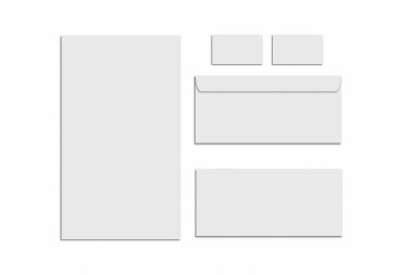 Boş ileti örneği ve kurumsal kimlik beyaz arka plan üzerinde ayarlayın. Mock-Up marka.