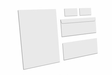 Boş ileti örneği ve kurumsal kimlik beyaz arka plan üzerinde ayarlayın. Mock-Up marka.