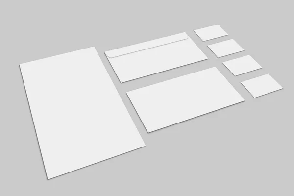 白紙のひな形と企業 id の灰色の背景に設定します。モックアップをブランディング. — ストック写真