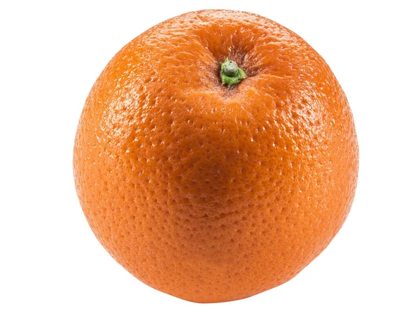 Laranja madura isolada em fundo branco com espaço de cópia para texto ou imagens. Frutas com carne suculenta. Vista lateral. Close-up shot. — Fotografia de Stock