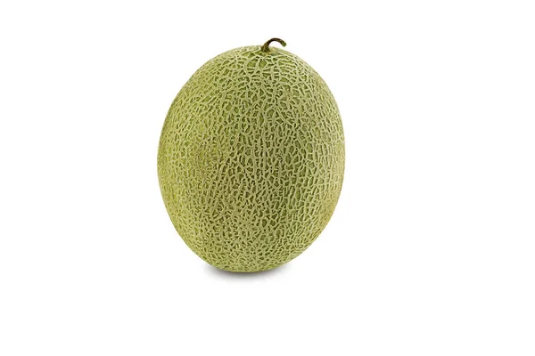 Deliciosa melón cantaloupe aislada sobre fondo blanco con espacio para copiar texto o imágenes. Vista lateral. Foto de cierre. — Foto de Stock