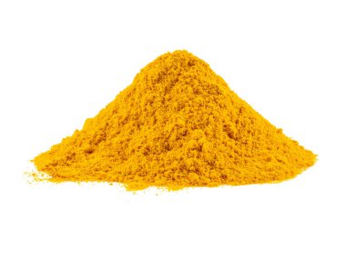 Bazı zemin zerrecikleri beyaz arkaplanda izole edilmiş metin ve resimler için kopyalama alanı var. Baharatlar ve bitkiler. Paketleme konsepti. Yakın çekim, üst görünüm.