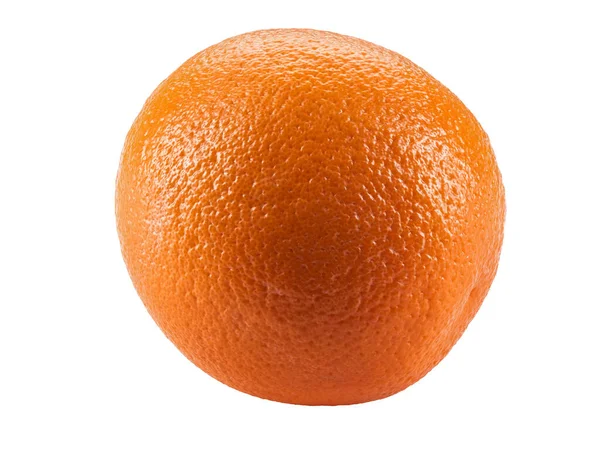 Reifes Orange isoliert auf weißem Hintergrund mit Kopierraum für Text oder Bilder. Frucht mit saftigen Fruchtfleisch. Seitenansicht. Nahaufnahme. — Stockfoto