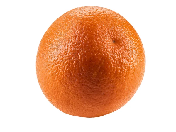 Ripe orange isolated on white background with copy space for text or images. Fruit with juicy flesh. Side view. Close-up shot. — Stock Photo, Image