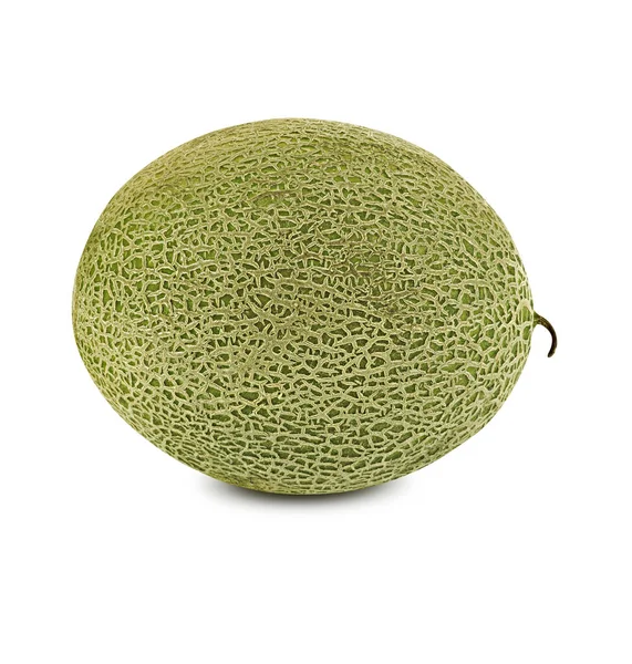 Deliciosa melón cantaloupe aislada sobre fondo blanco con espacio para copiar texto o imágenes. Vista lateral. Foto de cierre. — Foto de Stock