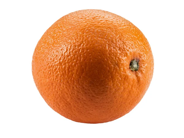 Mogen orange isolerad på vit bakgrund med kopieringsutrymme för text eller bilder. Frukt med saftigt kött. Sidovy. Närbild. — Stockfoto