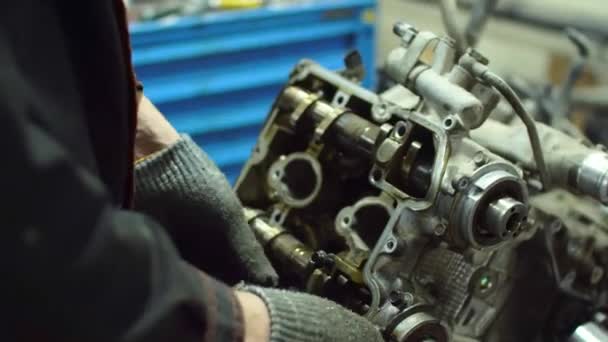プロフェッショナルな自動車メカニック fix エンジン — ストック動画