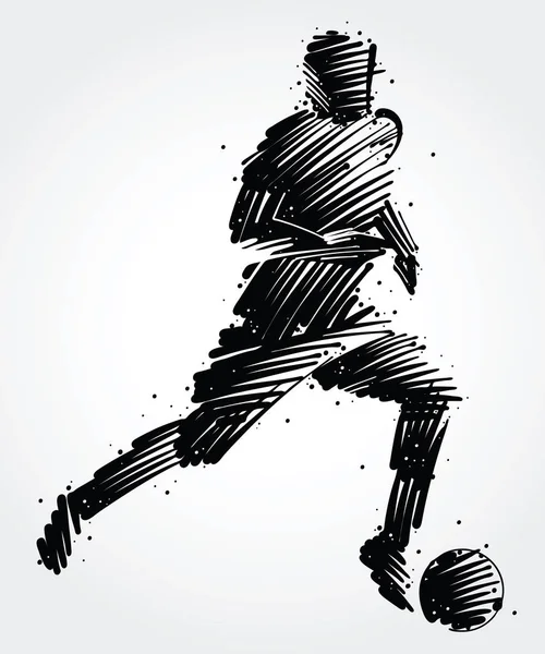 Voetbalspeler die de bal — Stockvector